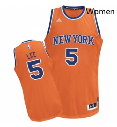 Womens Adidas New York Knicks 5 Courtney Lee Swingman Orange Alternate NBA Jersey