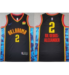 Men Oklahoma City Thunder 2 Shai Gilgeous Alexander Black 2024 25 City Edition Stitched Basketball Jersey