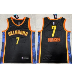 Men Oklahoma City Thunder 7 Chet Holmgren Black 2024 City Edition Stitched Basketball Jersey