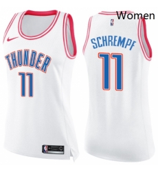 Womens Nike Oklahoma City Thunder 11 Detlef Schrempf Swingman WhitePink Fashion NBA Jersey