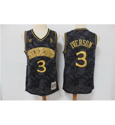 76ers 3 Allen Iverson Black Hardwood Classics Jersey