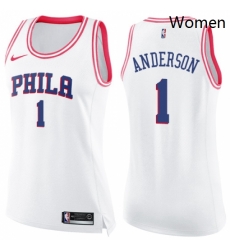 Womens Nike Philadelphia 76ers 1 Justin Anderson Swingman WhitePink Fashion NBA Jersey