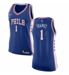 Womens Nike Philadelphia 76ers 1 Landry Shamet Swingman Blue NBA Jersey Icon Edition 