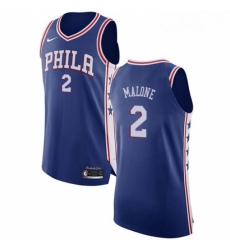 Youth Nike Philadelphia 76ers 2 Moses Malone Authentic Blue Road NBA Jersey Icon Edition