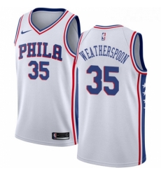 Youth Nike Philadelphia 76ers 35 Clarence Weatherspoon Authentic White Home NBA Jersey Association Edition 