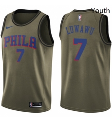 Youth Nike Philadelphia 76ers 7 Timothe Luwawu Swingman Green Salute to Service NBA Jersey