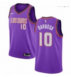 Mens Nike Phoenix Suns 10 Leandro Barbosa Swingman Purple NBA Jersey 2018 19 City Edition 