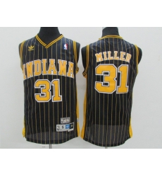 Men Indiana Pacers #31 Reggie Miller Black Pinstripe Hardwood Classics Jersey