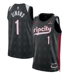 Men Portland Trail Blazers 1 Anfernee Simons Black 2024 25 City Edition Edition Stitched Basketball Jersey