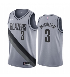 Men Portland Trail Portland Blazers 3 C J  McCollum Gray NBA Swingman 2020 21 Earned Edition Jersey