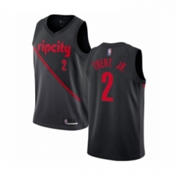 Mens Portland Trail Blazers 2 Gary Trent Jr Authentic Black Basketball Jersey 2018 19 City Edition 