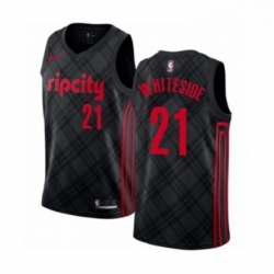 Mens Portland Trail Blazers 21 Hassan Whiteside Swingman Black Basketball Jersey City Edition 