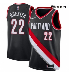 Womens Nike Portland Trail Blazers 22 Clyde Drexler Swingman Black Road NBA Jersey Icon Edition 