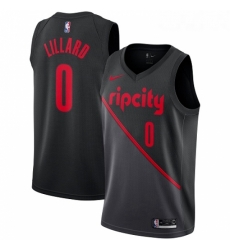 Youth Nike Portland Trail Blazers 0 Damian Lillard Swingman Black NBA Jersey 2018 19 City Edition