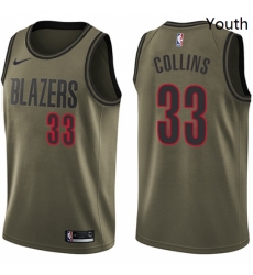 Youth Nike Portland Trail Blazers 33 Zach Collins Swingman Green Salute to Service NBA Jersey