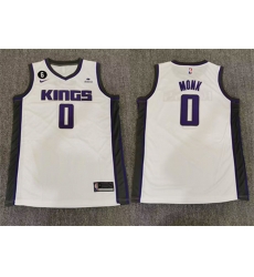 Men Sacramento Kings 0 Malik Monk White No 6 Patch Stitched Basketball Jersey