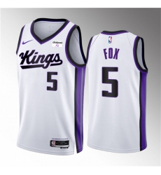 Men Sacramento Kings 5 De u2019Aaron Fox White 2023 24 Association Edition Swingman Stitched Basketball Jersey