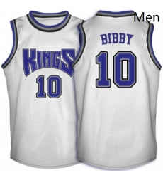 Mens Adidas Sacramento Kings 10 Mike Bibby Swingman White Throwback NBA Jersey