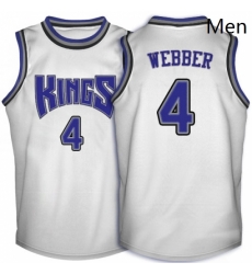 Mens Adidas Sacramento Kings 4 Chris Webber Swingman White Throwback NBA Jersey