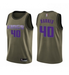 Mens Sacramento Kings 40 Harrison Barnes Swingman Green Salute to Service Basketball Jersey 