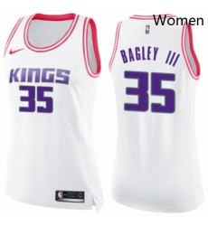 Womens Nike Sacramento Kings 35 Marvin Bagley III Swingman WhitePink Fashion NBA Jersey 