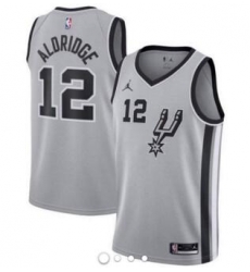 Men Jordan San Antonio Spurs 12 LaMarcus Aldridge Swingman Silver Alternate NBA Jersey Statement Edition