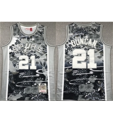 Men San Antonio Spurs 21 Tim Duncan Black White Classics Swingman Stitched Jersey