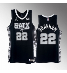 Men San Antonio Spurs 22 Malaki Branham 2022 23 Black Black Stitched Basketball Jersey