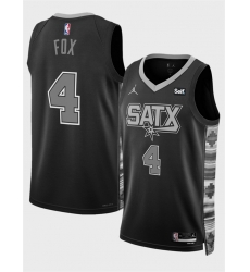 Men San Antonio Spurs 4 De 27Aaron Fox Black 2025 Statement Edition Stitched Basketball Jersey