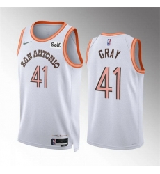 Men San Antonio Spurs 41 Raiquan Gray White 2023 24 City Edition Stitched Basketball Jersey