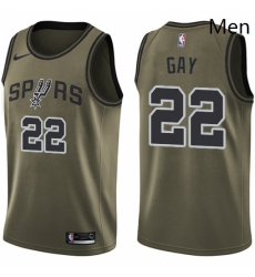 Mens Nike San Antonio Spurs 22 Rudy Gay Swingman Green Salute to Service NBA Jersey 