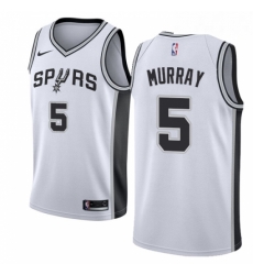 Mens Nike San Antonio Spurs 5 Dejounte Murray Swingman White Home NBA Jersey Association Edition