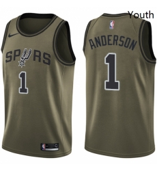 Youth Nike San Antonio Spurs 1 Kyle Anderson Swingman Green Salute to Service NBA Jersey