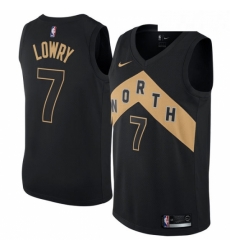 Mens Nike Toronto Raptors 7 Kyle Lowry Swingman Black NBA Jersey City Edition