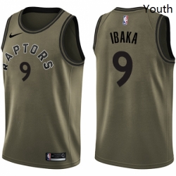 Youth Nike Toronto Raptors 9 Serge Ibaka Swingman Green Salute to Service NBA Jersey