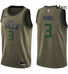 Mens Nike Utah Jazz 3 Ricky Rubio Swingman Green Salute to Service NBA Jersey 