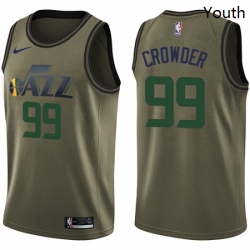 Youth Nike Utah Jazz 99 Jae Crowder Swingman Green Salute to Service NBA Jersey 