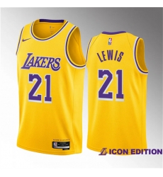 Men Los Angeles Lakers 21 Maxwell Lewis Yellow 2023 Draft Icon Edition Stitched Basketball Jersey