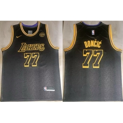 Men Los Angeles Lakers 77 Luka Docic Black 2025 Stitched Basketball Jersey 1