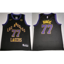 Men Los Angeles Lakers 77 Luka Docic Black 2025 Stitched Basketball Jersey