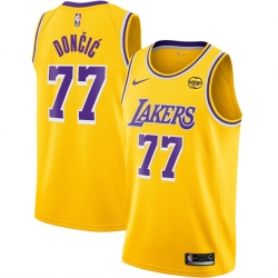 Men Los Angeles Lakers 77 Luka  Doncic Yellow 2025 Icon Edition Stitched Basketball Jersey