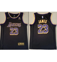 Men Los Angeles Lakers Lebron James #23 Black Purple Stitched NBA Jersey