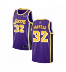 Mens Los Angeles Lakers 32 Magic Johnson Authentic Purple Basketball Jerseys Icon Edition