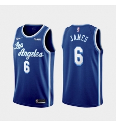 Men's Los Angeles Lakers LeBron James #6 Jersey Blue Classic 2021-22