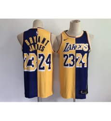 Men's Los Angeles Lakers Purple Gold Kobe Bryant Split Special Mamba And La King Jersey