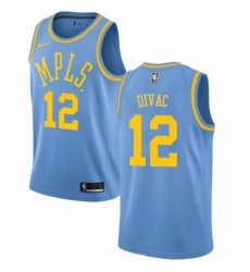 Mens Nike Los Angeles Lakers 12 Vlade Divac Swingman Blue Hardwood Classics NBA Jersey