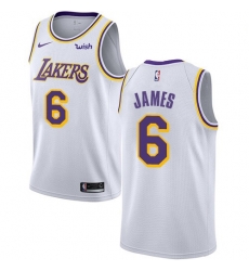 Women Nike Los Angeles Lakers 6 LeBron James White Women NBA Swingman Association Edition Jersey