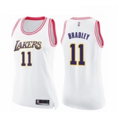 Womens Los Angeles Lakers 11 Avery Bradley Swingman White Pink Fashion Basketball Jersey 