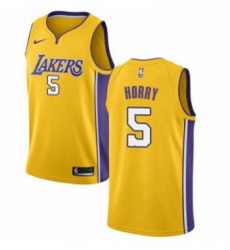 Womens Nike Los Angeles Lakers 5 Robert Horry Swingman Gold Home NBA Jersey Icon Edition