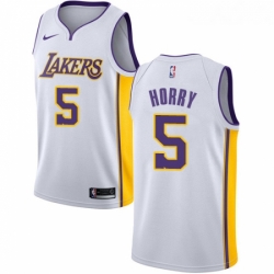 Womens Nike Los Angeles Lakers 5 Robert Horry Swingman White NBA Jersey Association Edition